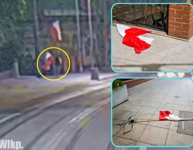 Miniatura: Zerwał flagę Polski i rzucił na chodnik....
