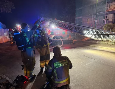 Miniatura: Pożar na dachu szpitala w Elblągu. Duża...