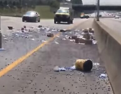 Kostki do gry pokryły autostradę. Jest wideo, jak je sprzątano