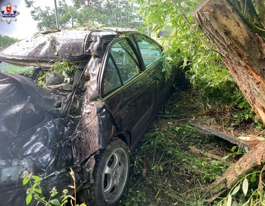 Miniatura: Auto z czwórką młodych ludzi uderzyło w...